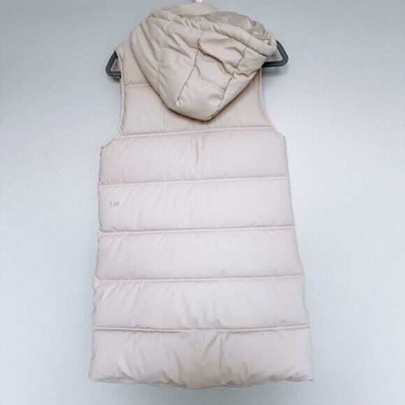 DEX Cream Long Puffer Vest With Hood Size XS - Picture 6 of 7